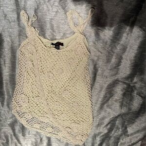 Ideology Ivory crochet lined top S